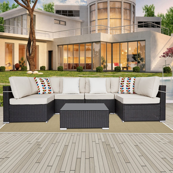 Green4ever 7 Piece Outdoor Patio Furniture Sets With Table 6 Person